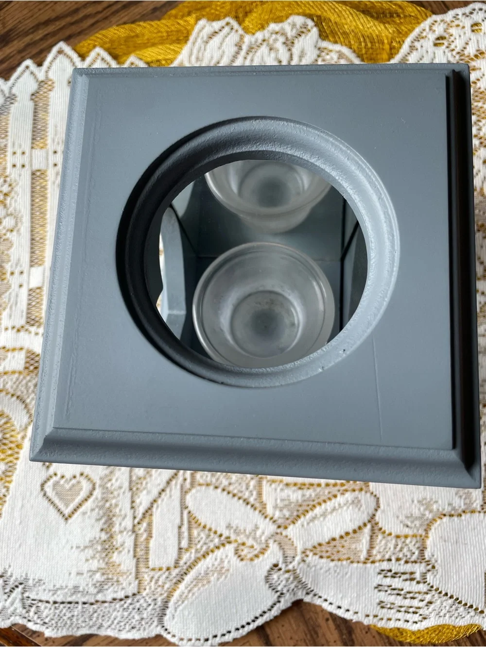 Gray Decorative Lantern Candle Holder with Duck Motif